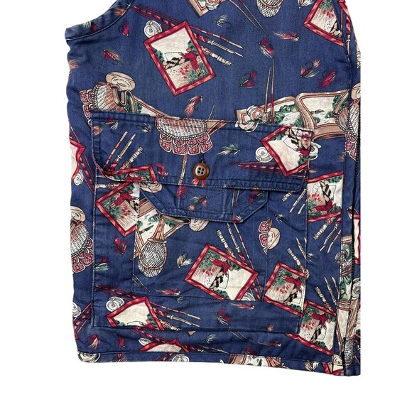 Vintage Line-up Zip Utility Fishing Print Vest  Size M  Halloween Theatre Prop - Picture 4 of 7